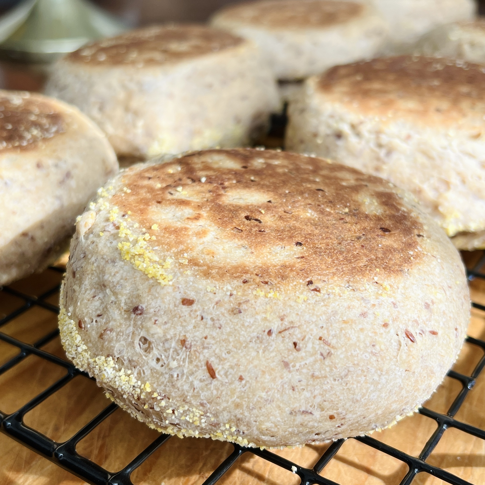 Multigrain Bread Machine Sourdough English Muffins