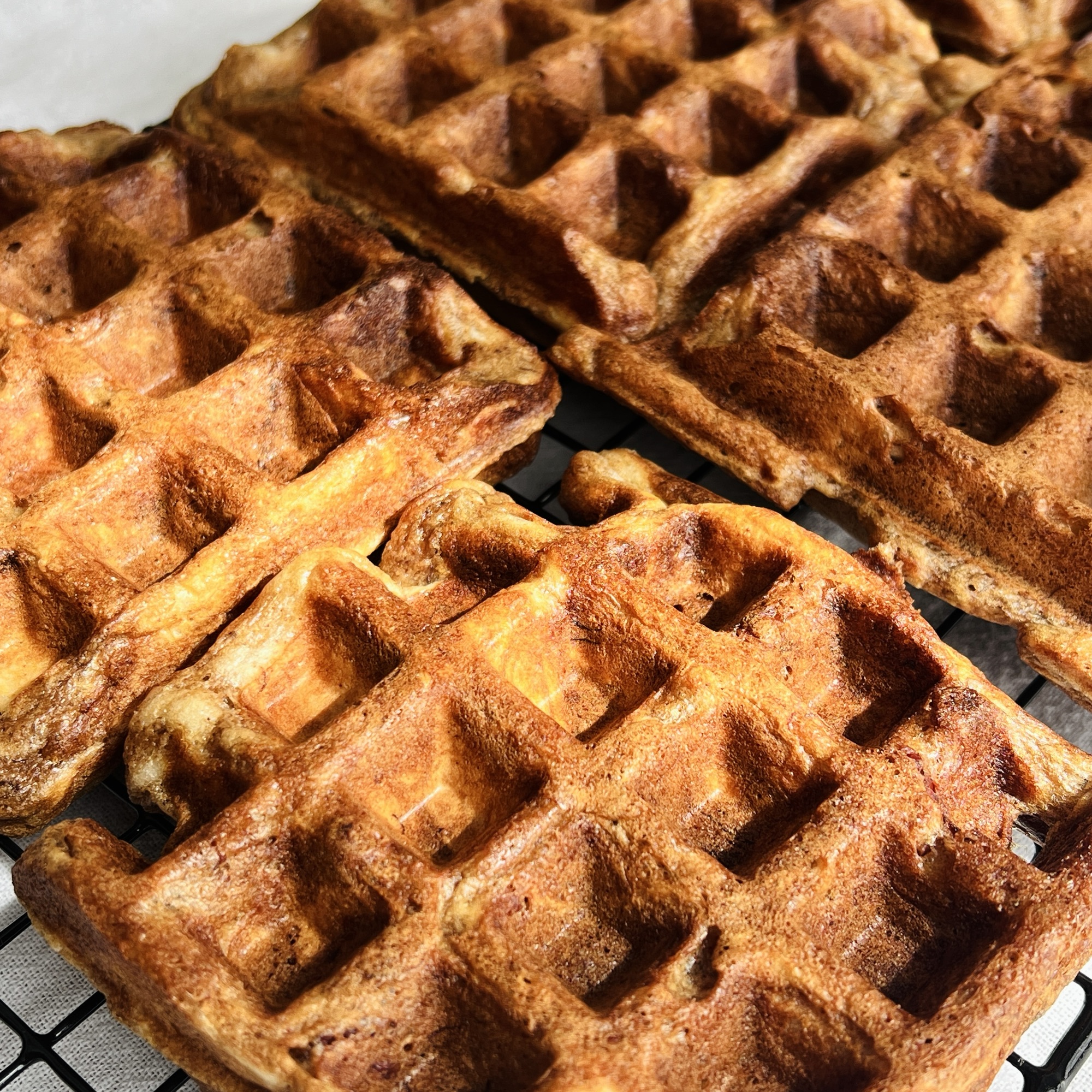 Overnight Sourdough Banana Bread Waffles